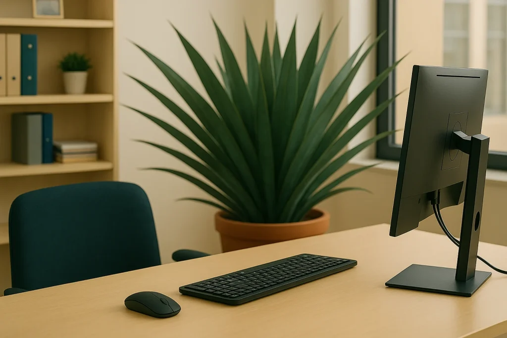 biuro z agawą w tle – obrazujący miejsce pracy jako wirtualna asystentka